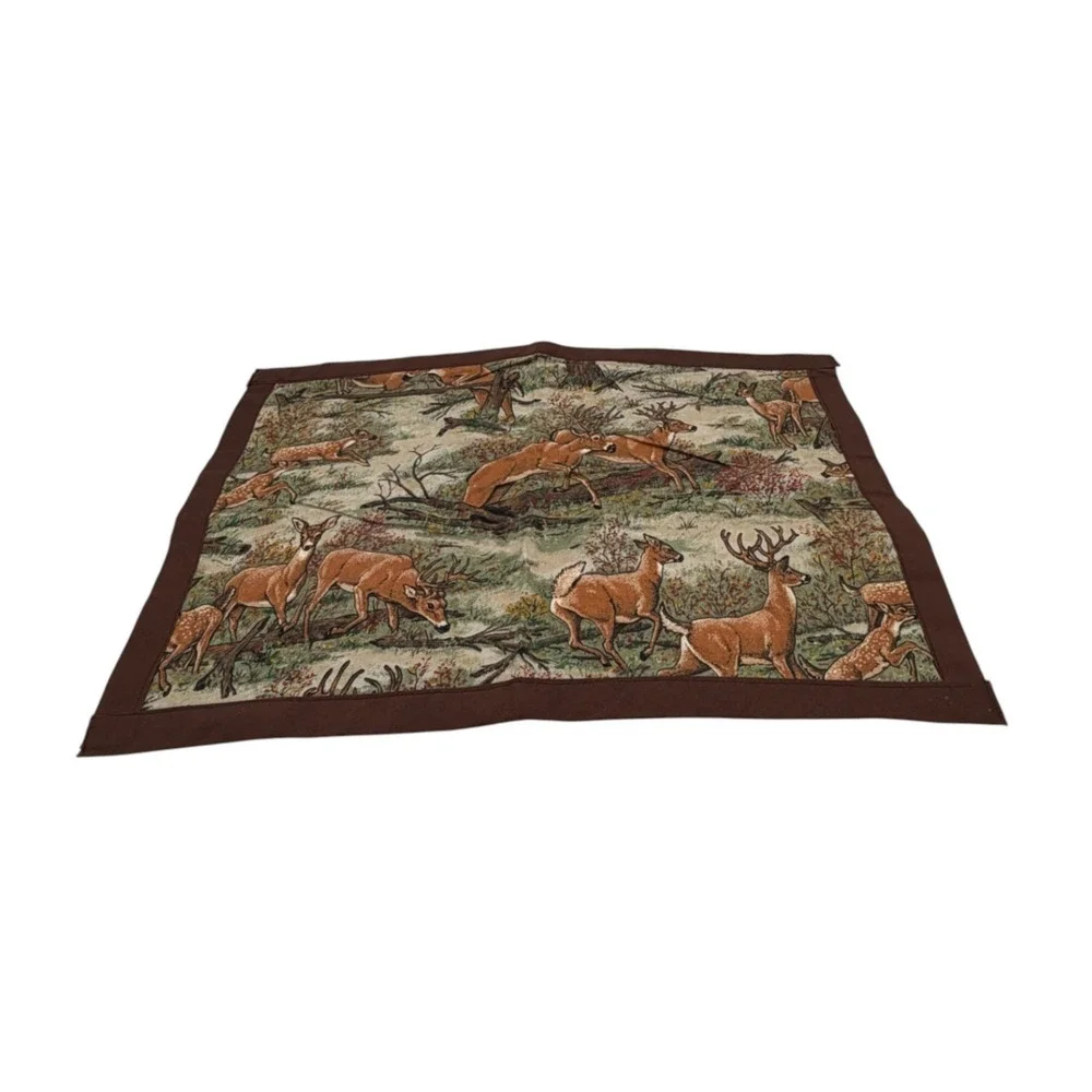 Handmade Deer Stag Table‎ Linens Lot (4) 2 Runners + 2 Placemats Rustic Lodge